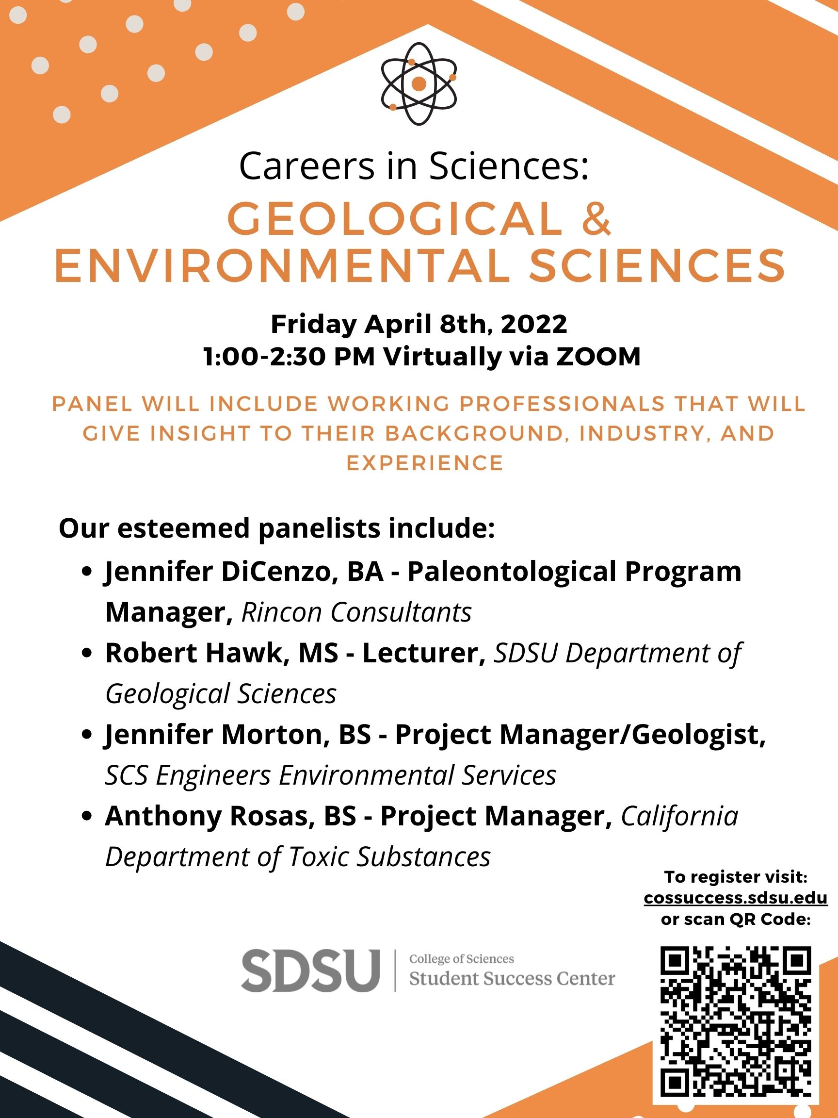 Geological and Environmental Sciences flyer with black and orange stripes
